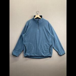 Nautica Mens Blue Pullover Sweater Mock Neck 1/4 Zip Up Pockets Sleeves Size XL